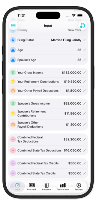 Married filing jointly input
